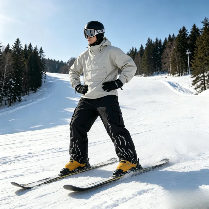 New Snowboard Pants Men Women Reflective Waist Support Loose Wide Leg Windproof Waterproof Wear-Resistant Outdoor Ski Trousers