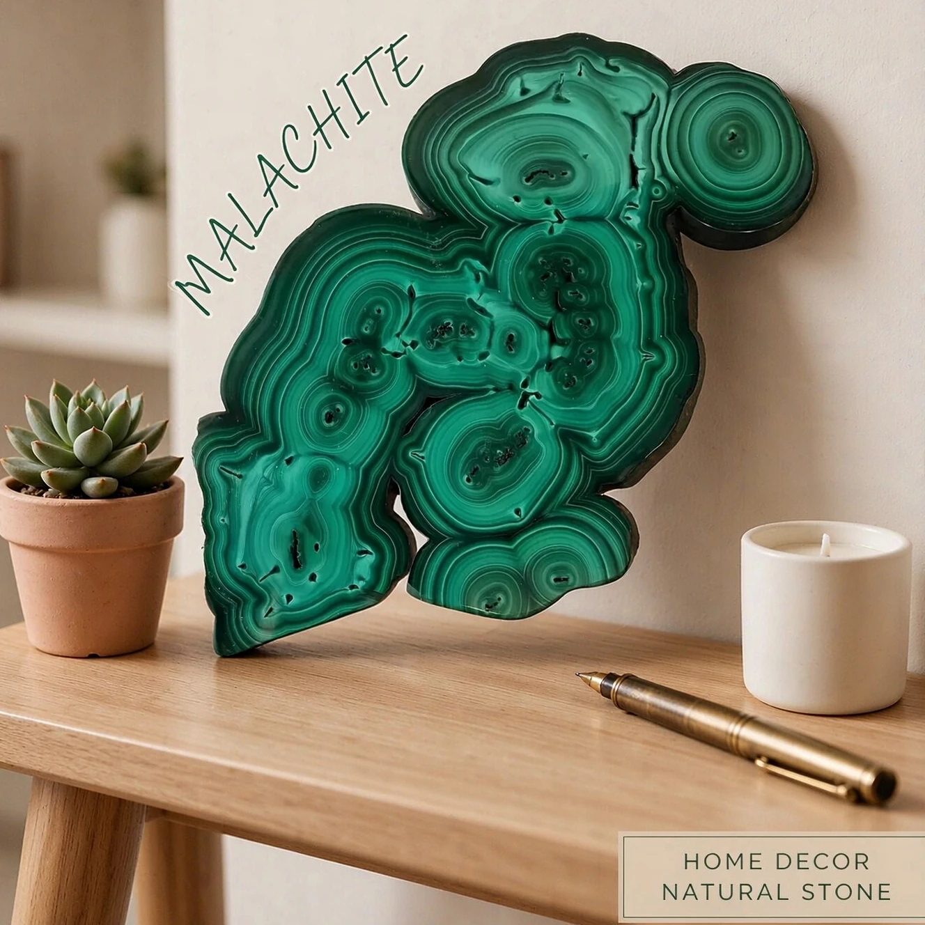 200-300g Stunning Malachite Flake Slab, Natural Quartz Crystal Luster Mineral, Unique Raw Stone Artwork, Home Decor Centerpiece Gif