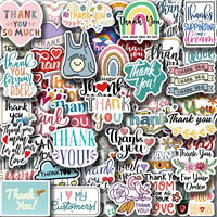50Pcs Thank You Graffiti Stickers Creative Funny Fashion Decorative Scrapbook Sticky Phone PVC Waterproof Stickers