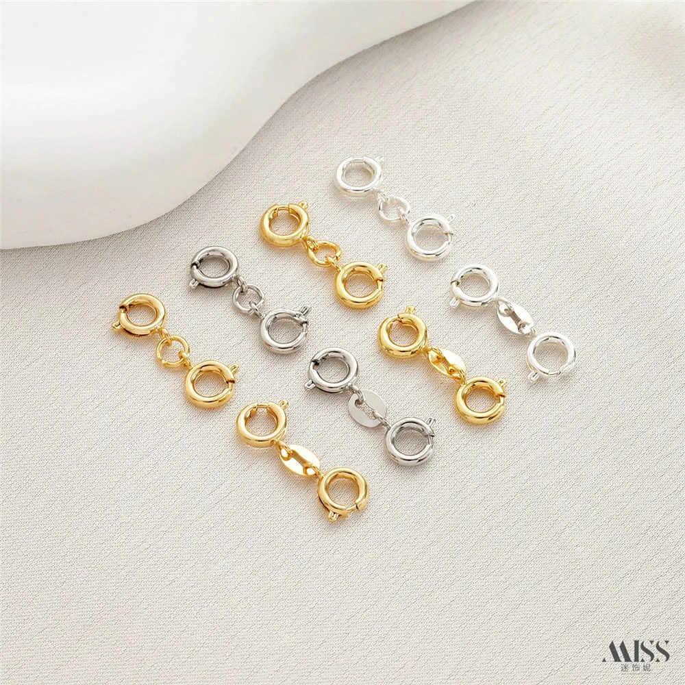 14K Gold Color Double-head Spring Buckle Connecting Buckle Universal Buckle DIY Bracelet Necklace Ending Button Jewelry Accessor