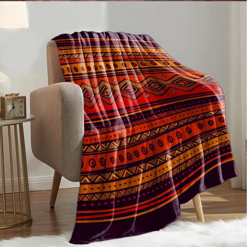 Manta de franela con diseño de Mandala a rayas para sofá,cama,regalos perfectos para festivales, patrón de estilo bohemio, 1 ud.