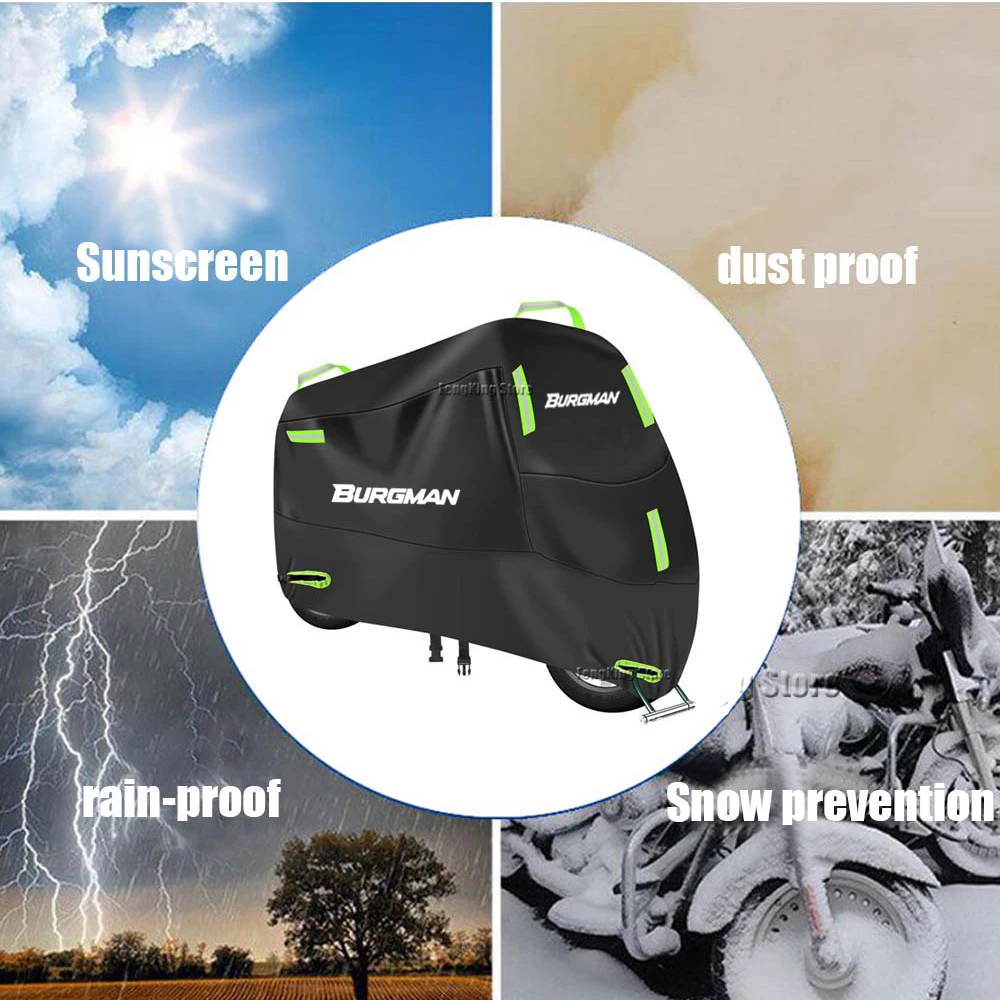 For SUZUKI Burgman 400 650 125 Motorcycle Cover UV Protective Dustproof Snowproof Outdoors Rain Motorcycle Waterproof Cover