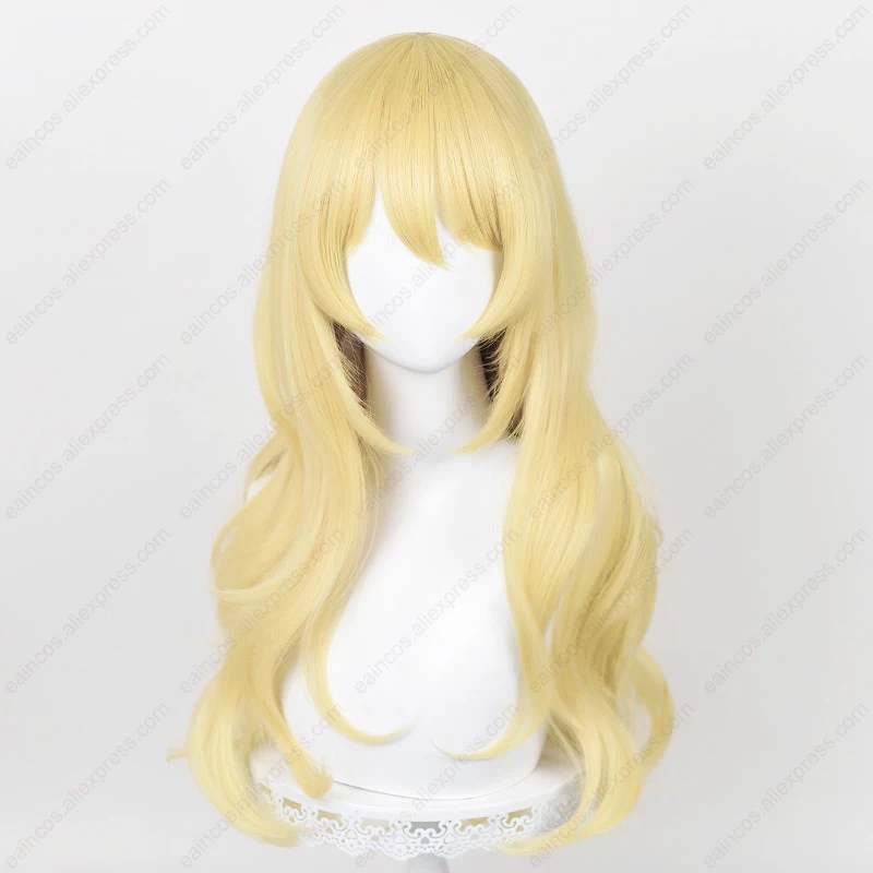 Anime Miyazono Kaori Cosplay Wig 75cm Long Golden Curly Hair Heat Resistant Synthetic Wigs Halloween