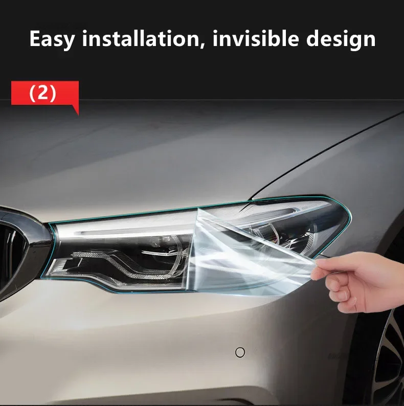 2 قطعة سيارة العلوي طبقة رقيقة واقية كشافات شفافة سوداء بولي TPU ملصق لسيارات BMW 5 سلسلة GT F07 F10 F11 G30 G31 اكسسوارات