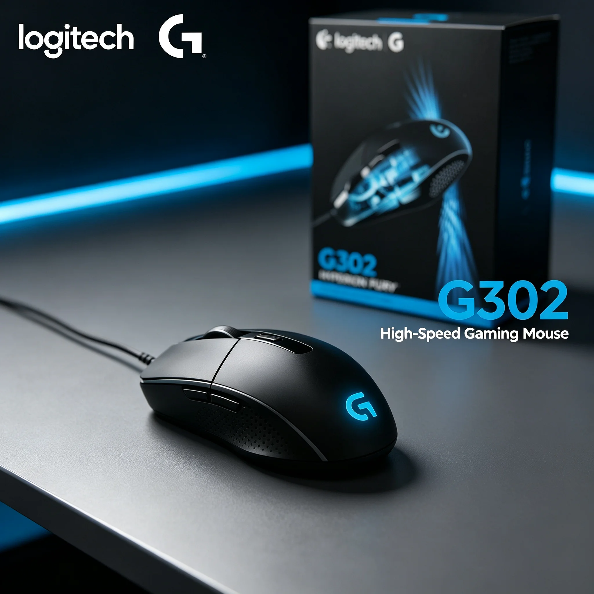 Logitech G302 Wired Multifunctional Mouse RGB Backlit 6 Buttons Mice For Office Work Business And Gaming
