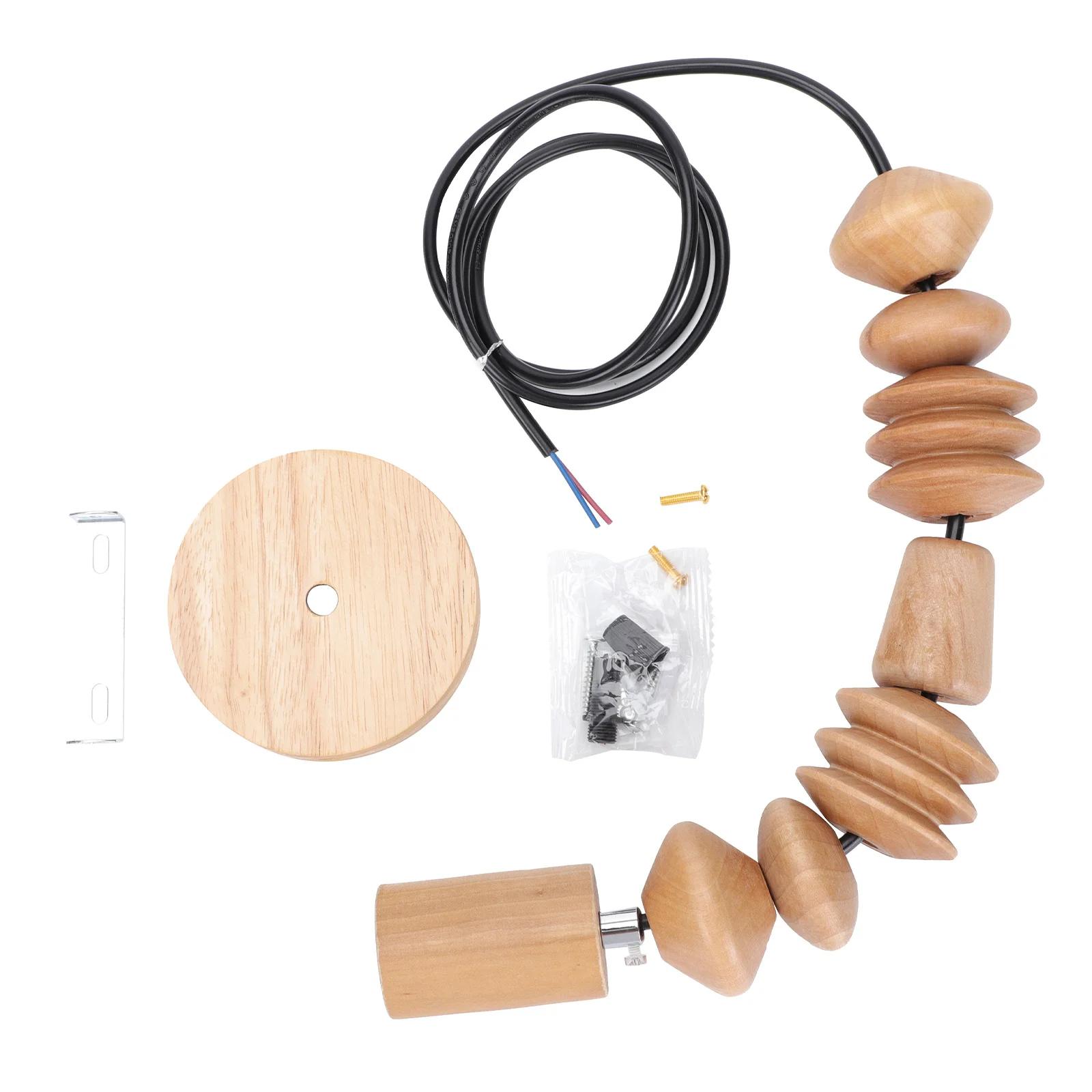 

1Pcs DIY Beads Pendant Lamp Chandelier Wooden String Light Rustic Ceiling Light for Home Cafe Loft Chandelier