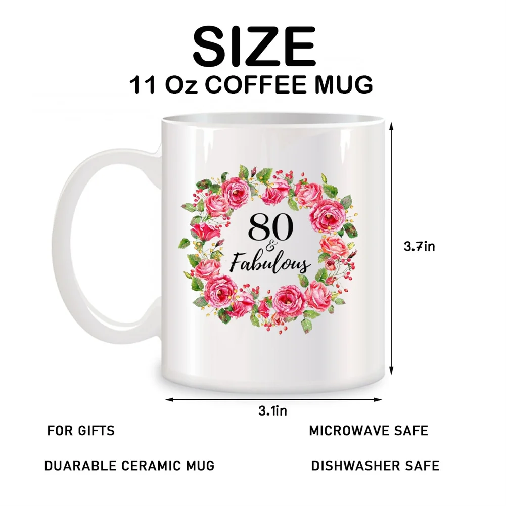 80th Birthday Gifts Ideas Mugs For Women, Men, Dad, Mom, Grandma, Grandpa Birthday Gifts Novelty Coffee Ceramic Cups White 11 oz