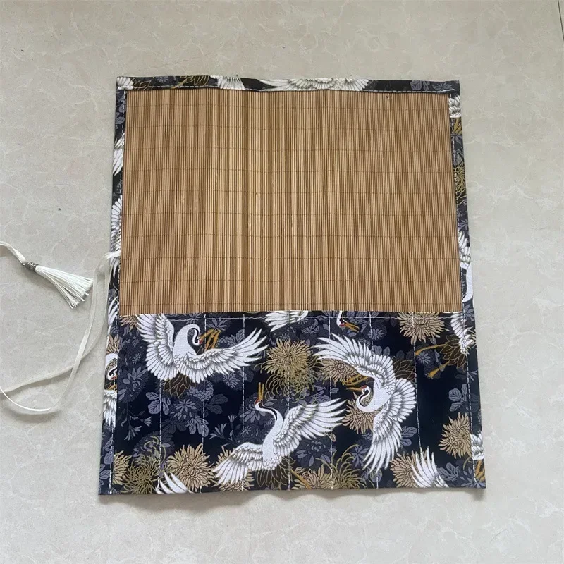 Chinese Retro Painting Brushes Holder Storage Bamboo Rolling Bag Calligraphy Pens Case Curtain Pack for Art Supplies
