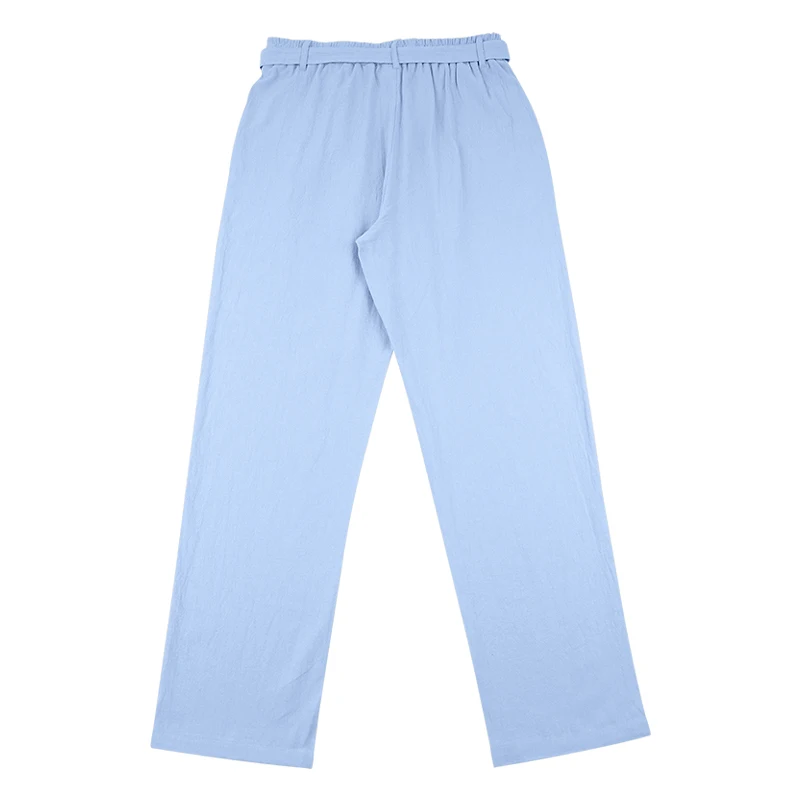 Herrenhose aus atmungsaktivem Leinen mit geradem Bein und elastischem Bund, lässige Urlaubshose für den Strand. – Detail 13