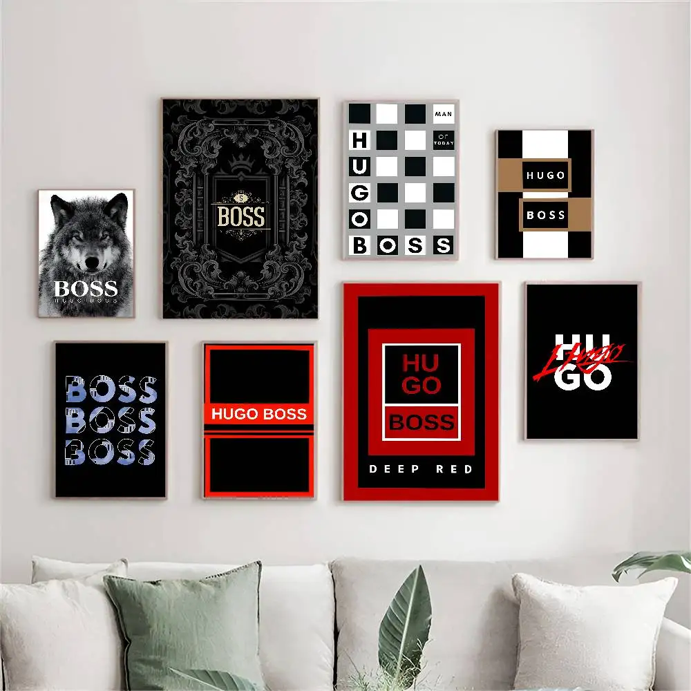 Pósteres clásicos vintage de la marca de moda H-Hugo B-Boss, impresiones en papel blanco, carteles artísticos, decoración de habitación Kawaii
