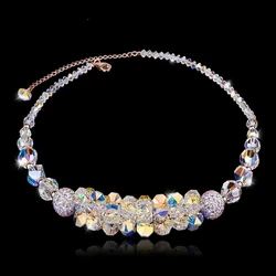 Fashion Shiny Crystal Transparent Beads Necklace Chain Necklaces for Women Girls New Trend Party Gifts Jewelry