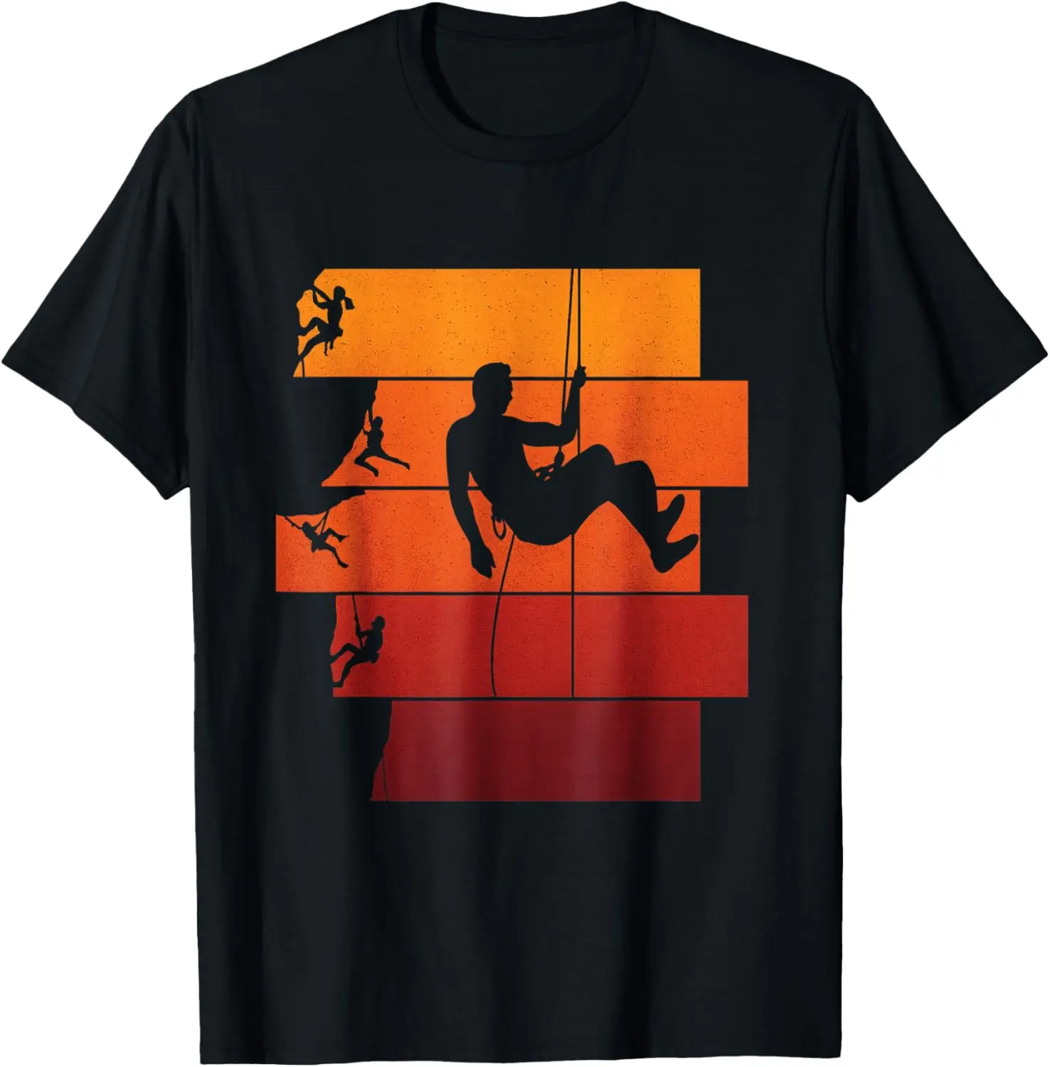 

Скалолазание Закат Ретро Футболка с рисунком Дышащая хлопковая мужская футболка с короткими рукавами для путешествий