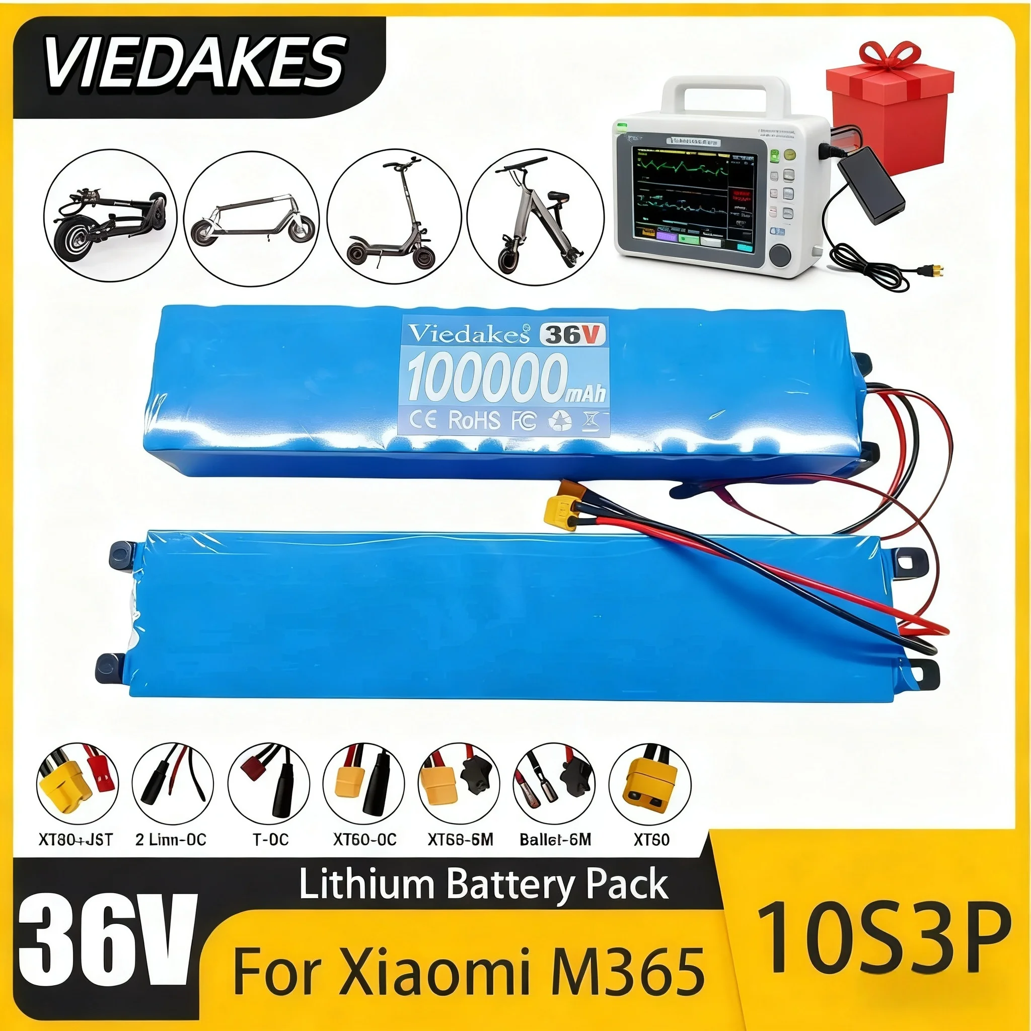 

10S3P 36V 100Ah lithium battery pack 18650 lithium battery suitable for Xiaomi M365 electric battery+42V charger