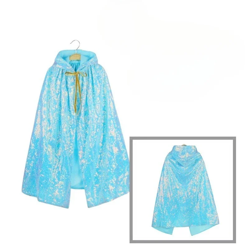 Hochwertiger Kinder-Umhang mit glitzernden Pailletten, stilvoller Schal-Mantel, trendiges grenzübergreifendes Outfit für Mädchen, geeignet für Feiertage und Themenveranstaltungen. – Detail 16