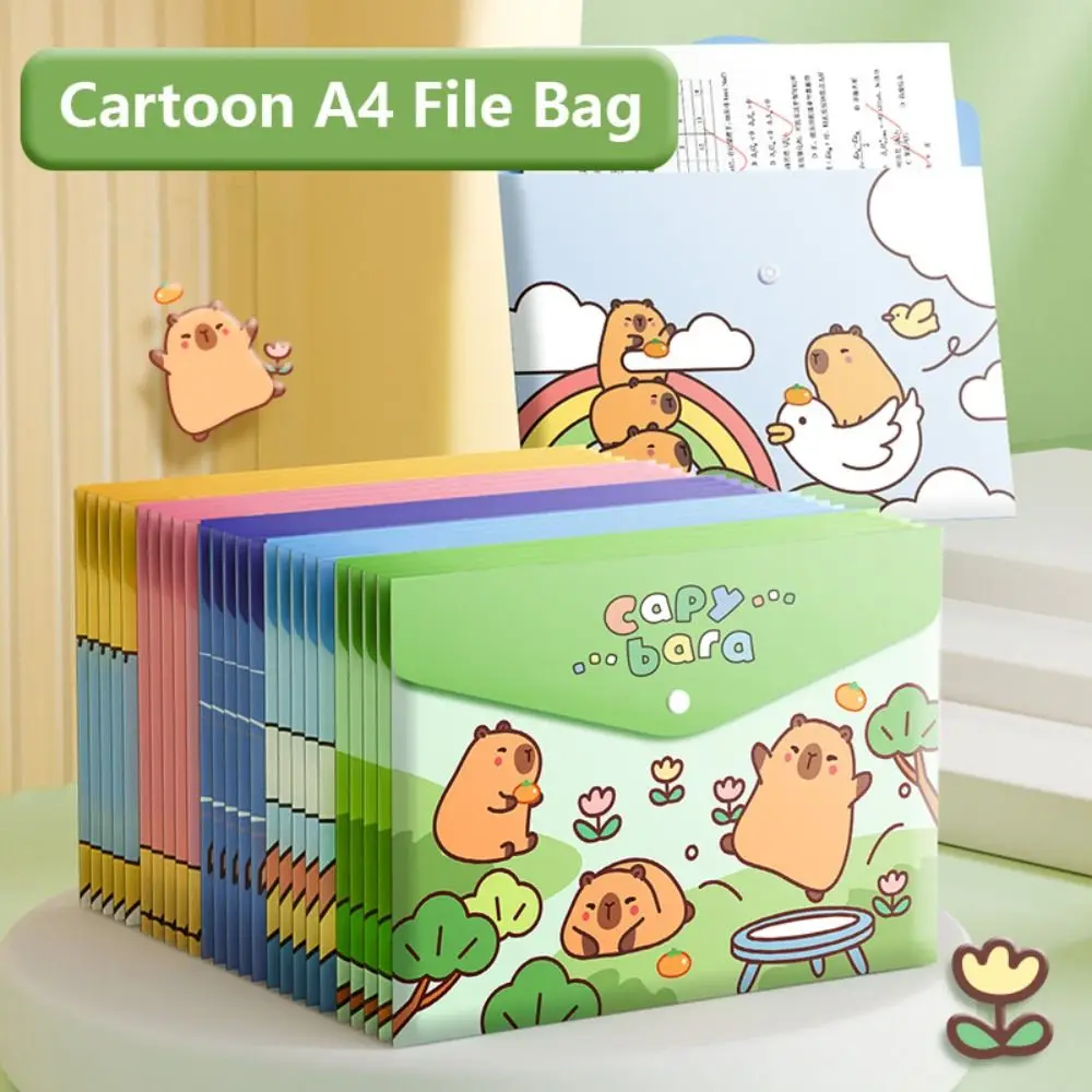 5PCS/Set Large Capacity A4 File Folder Test Paper Storage Waterproof Document Bag PP Snap-fastener Envelope Folder