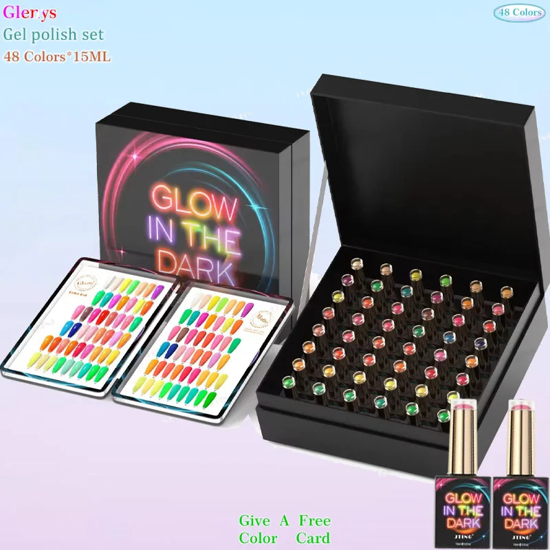 

Glenys 48 pieces * 15ml nail polish gel full web popular advanced immersion gel color card UV LED nail salon art varnish set