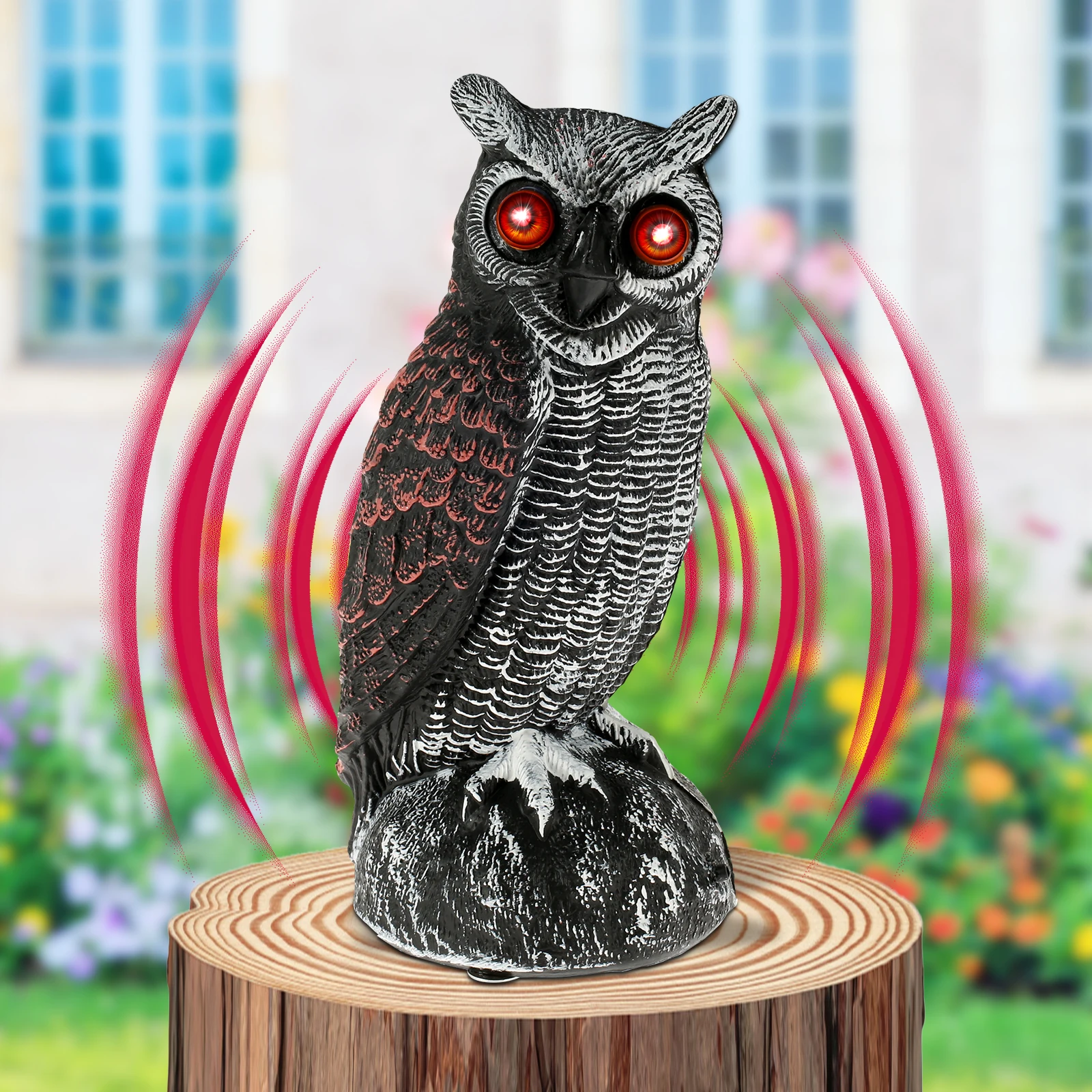 

Solar Powered Owl Scare Bird Control Device Waterproof Fake Owl Scarecrow Decoy Owl Bird Deterrent For Outdoor Bird Repellent