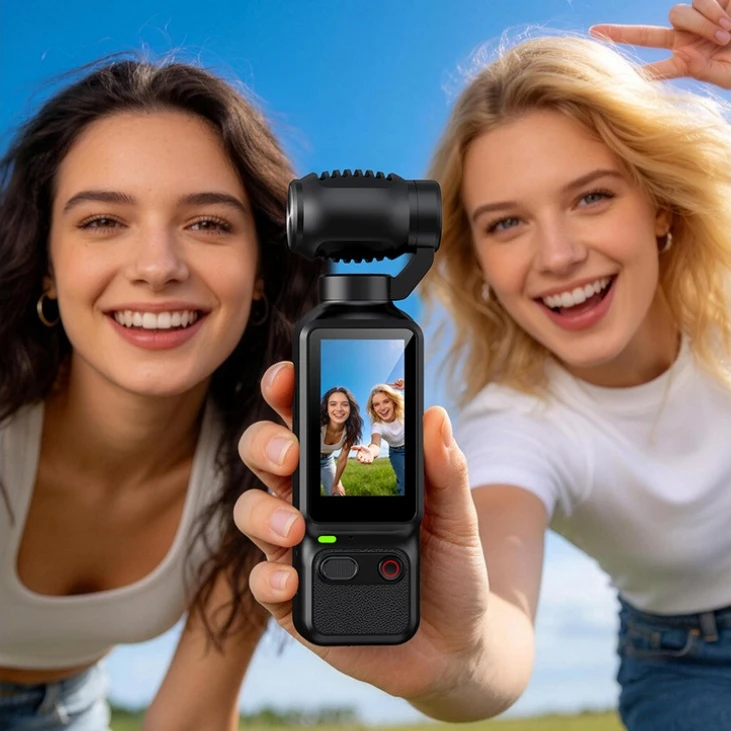 4K HD Handheld Vlog Action Camera, Flip‑Lens Anti‑Shake Gimbal Camera for Outdoor Cycling Shooting