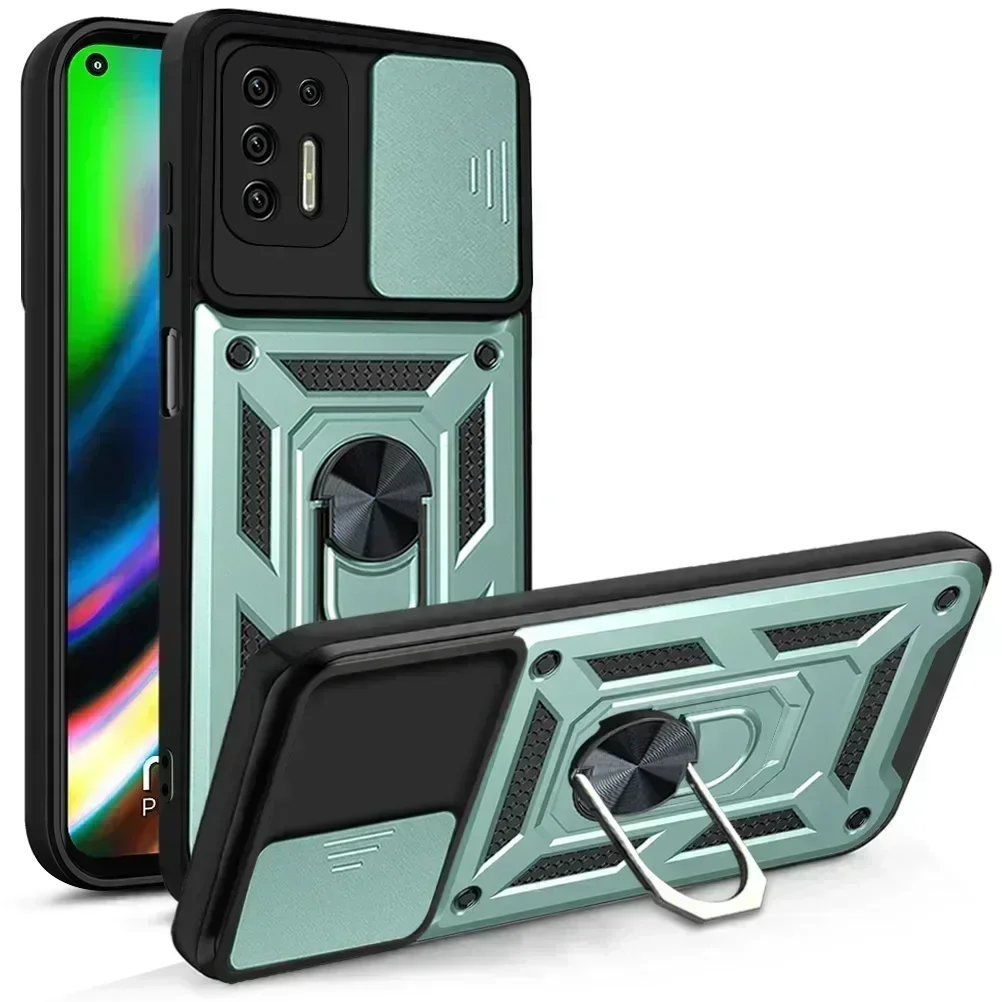 Funda para Motorola Moto G9 Plus a prueba de golpes, armadura de parachoques, cámara protectora, soporte magnético, cubierta de anillo para Moto G 9 Play E7 Plus