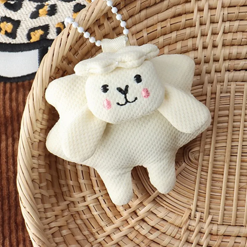 Cute Korean Lamb Charm Plush Brown Bow Heart Pendant for Bag Decoration DIY Craft Adorable Gift Accessory