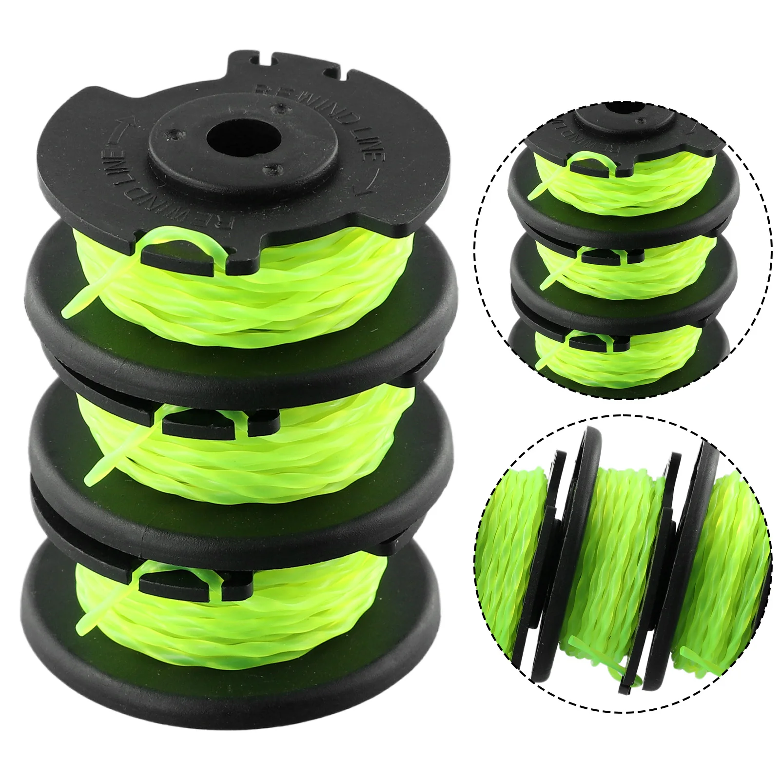 Hot Sale Black + Fluorescent Green Spool Line Replacement String Trimmer Accessories 3 Pcs Nylon Lawn Mower Spool