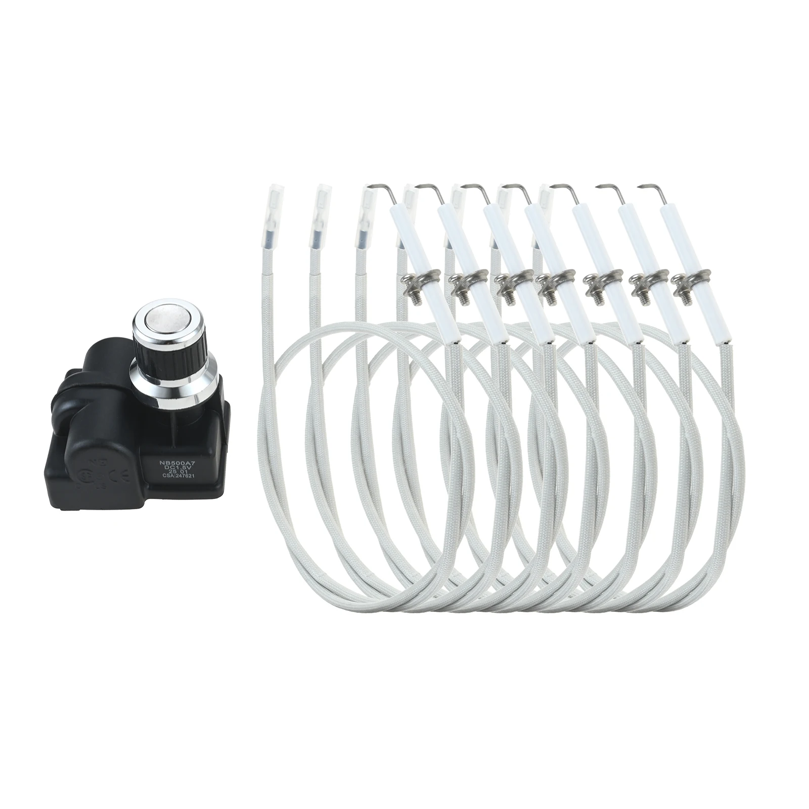 7 Outlets Universal AA Battery Push Button Igniter with 7pcs Grill Igniter Wires for Gas Grill Electronic Ignition Systems