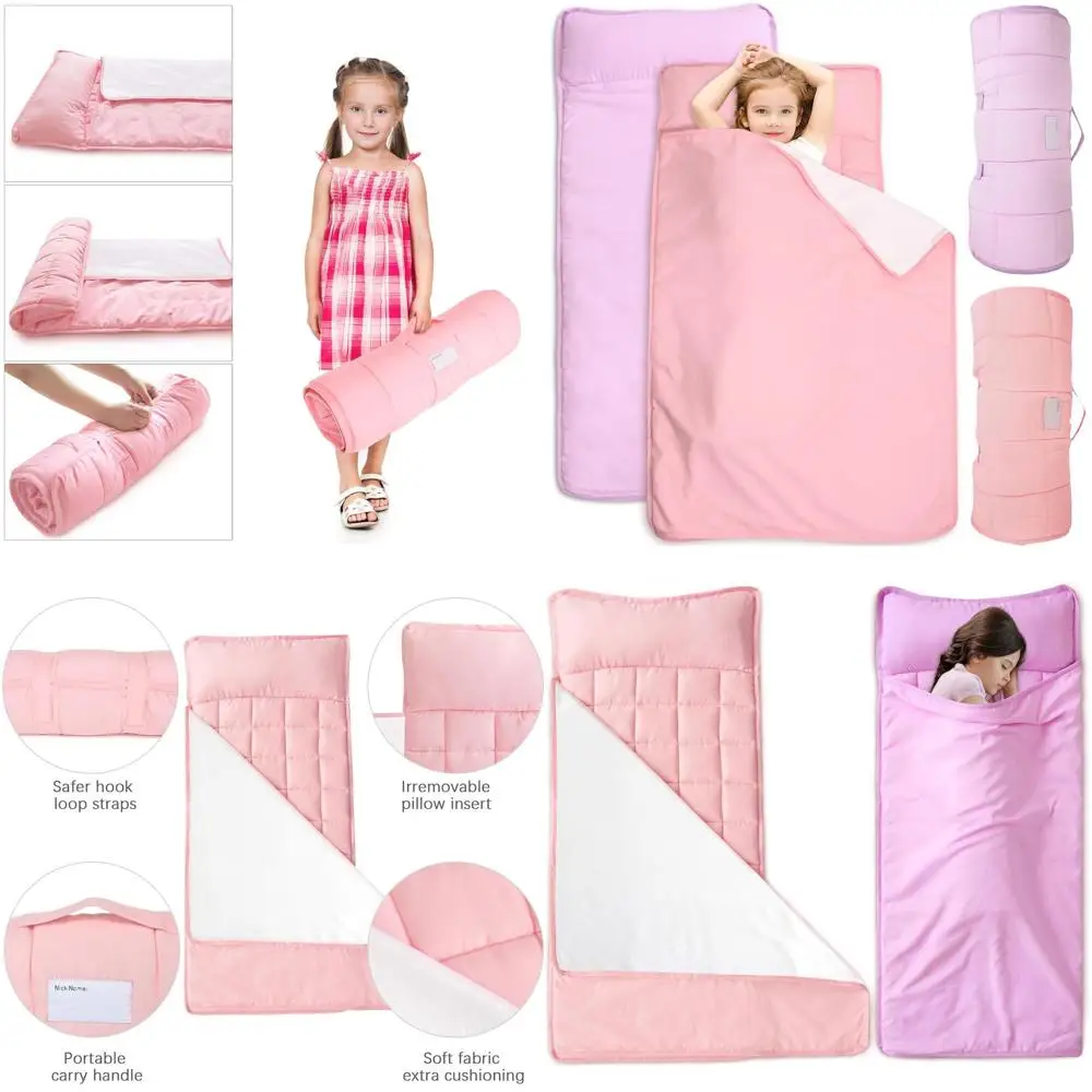 

2 Pack Toddler Nap Mat with leece Blanket, Extra Large Kids Sleng Bag or Preschool Daycare, Portable Travel Camping Nap mats hin