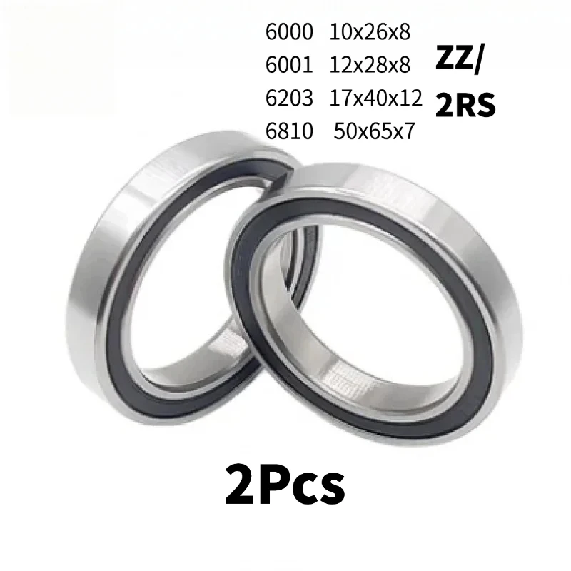 2PCS Mixed Chrome Steel Deep Groove Ball Bearings 6810 6000 6001 6203 ZZ / 2RS Double Sealed Bearings