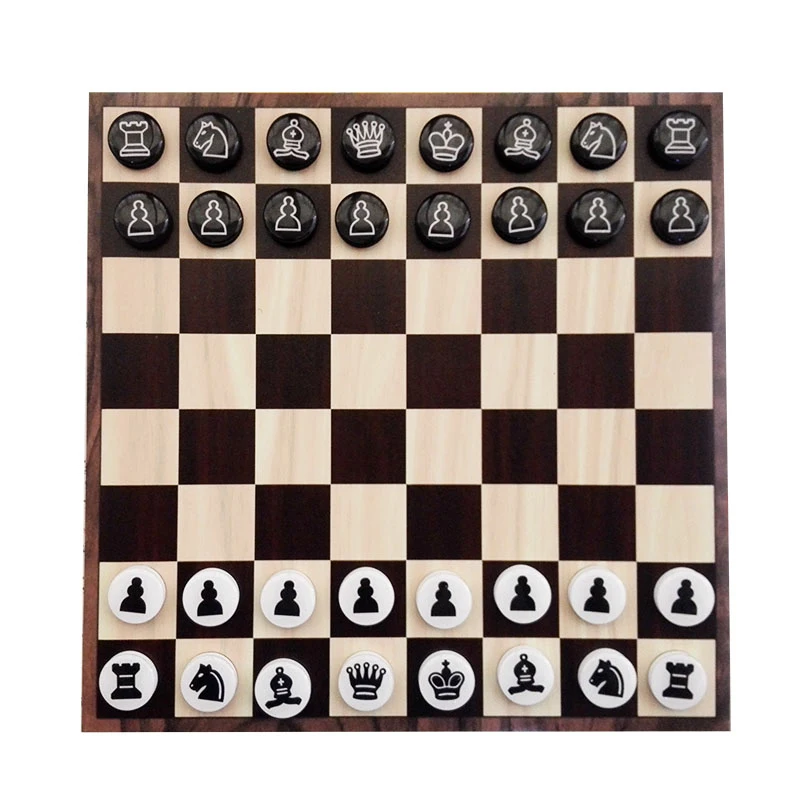 

Hot Exquisite Standard Solid Plastic Chess Set Portable Color Leather Pieces Glued Onto Chessboard Child Gifts Puzzle Board Game