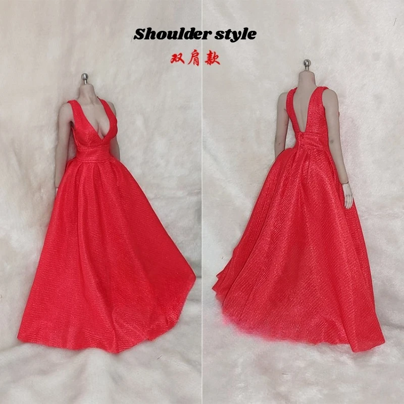 

1/6 Scale Female Hanging Neck/Shoulder StyleEvening Dress Soldier Clothes Model for 12-inch TBL Ph Action Figures Body Decor