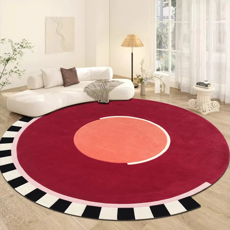 

Nordic Style Rugs for Bedroom Artistic Creative Floor Mat Fluffy Soft Living Room Decoration Carpet Minimalist Round Lounge Rug