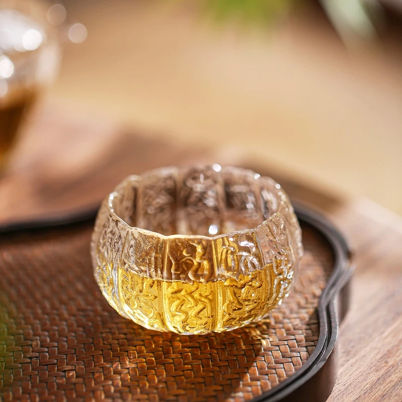 Pumpkin Glass Gaiwan, Covered Tea Cup, Large Tea Bowl, Traditional Chinese Kung Fu Tea Set