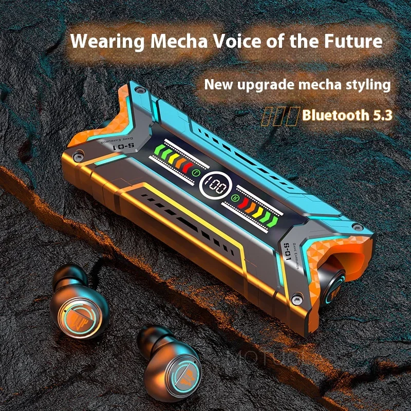 

Mecha Wireless Bluetooth Earbuds Gaming Headset TWS Noise Cancelling Low Latency Digital Display Battery for Mobile and PC