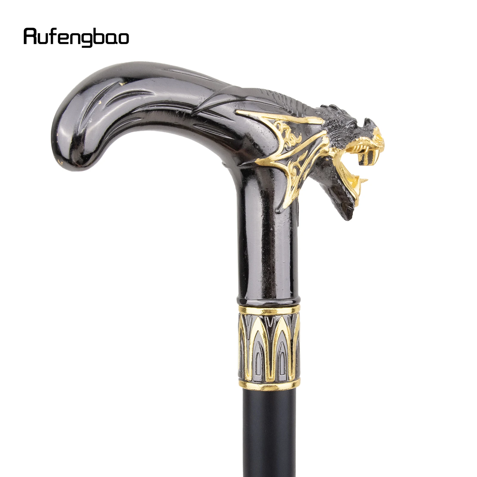 Golden Black Dragon Head Walking Stick, Prato Escondido, Prato de Cana, Cosplay Crosier, Moda Autodefesa, 93cm