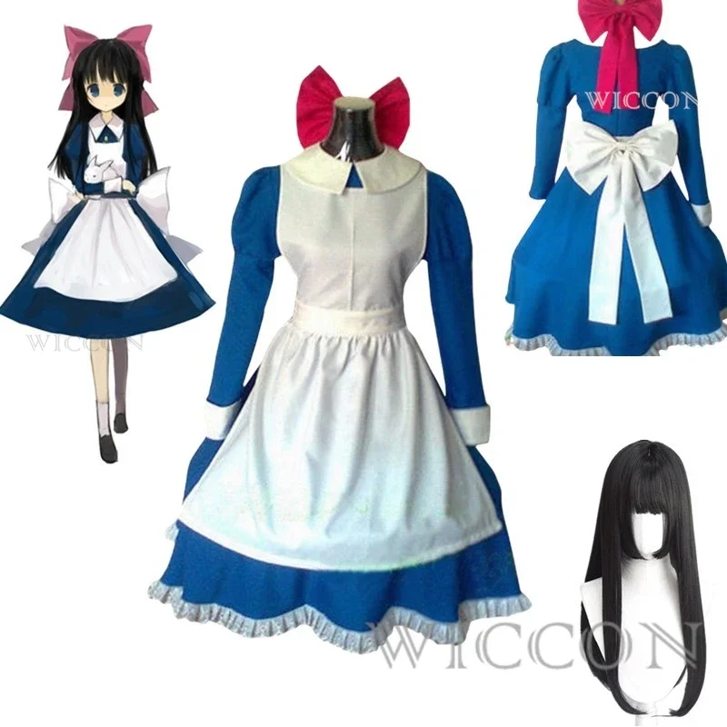 Anime Mad Father Aya Drevis Cosplay Costume Dress With Wig Maid Uniform Red Bow Headwear Halloween Uniform Outfit Custom Siz@0Z*