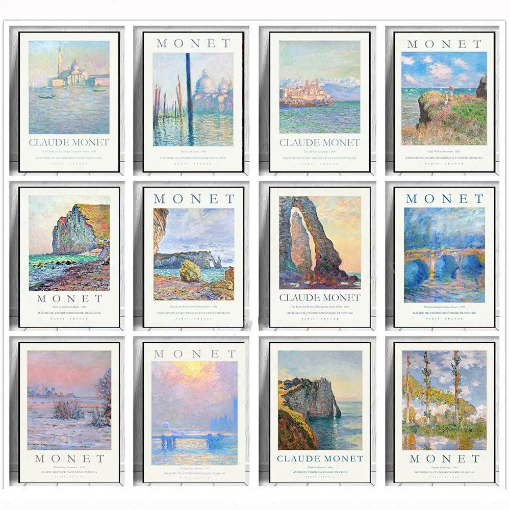 

Claude Monet Landscape Wall Art Poster Prints Famous Exhibition Gallery Canvas Paintings Wall Picture for Living Room Home Decor