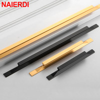 NAIERDI Long Furniture Handles Black Golden Cupboard Wardrobe Pulls Aluminum Kitchen Cabinets Pulls Handles for Cabinets Drawers