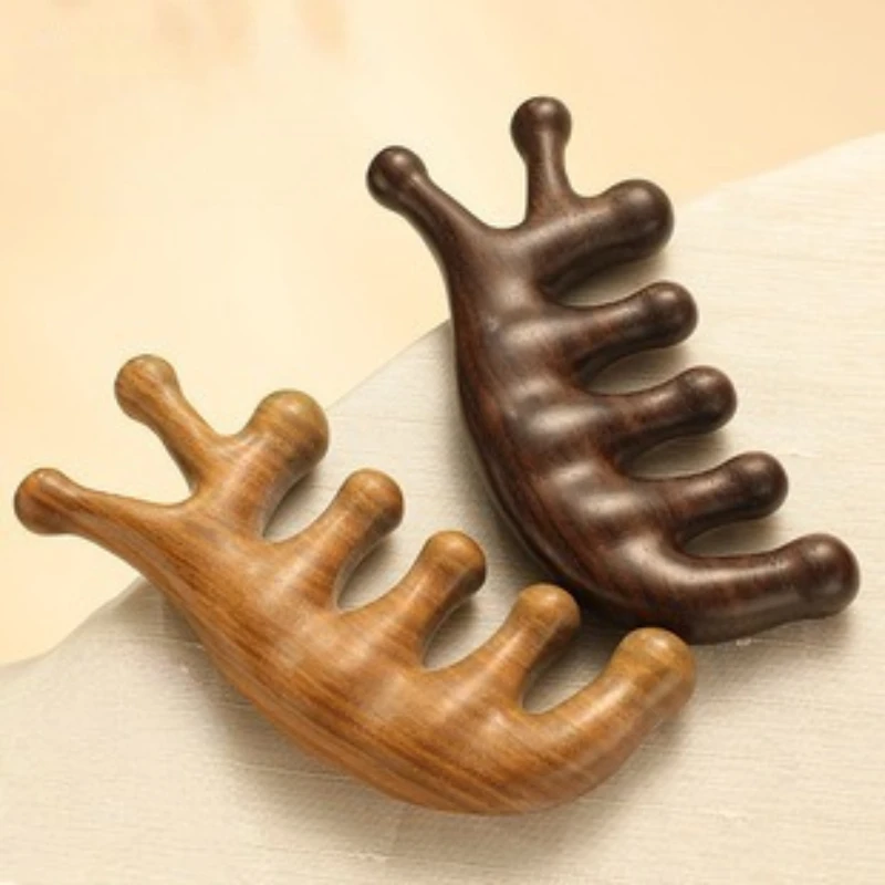 Peine de masaje para terapia de madera, masajeador Gua Sha para el cuero cabelludo, diente ancho de sándalo Facial Natural, masaje corporal raspado Guasha