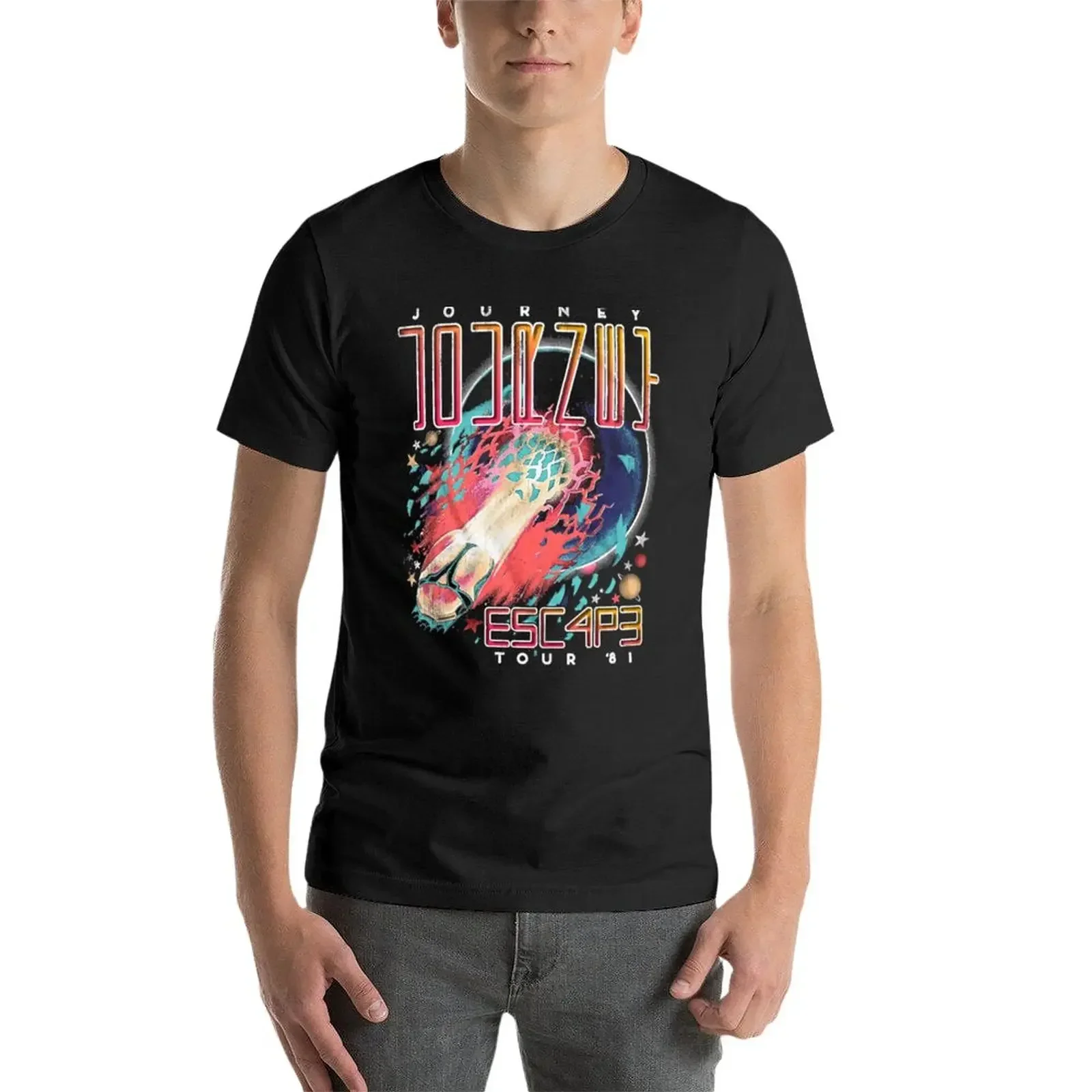 Camiseta con estampado de Escape Tour 81 Journey para hombre, Camisa de algodón con estampado de anime, ropa de peso pesado