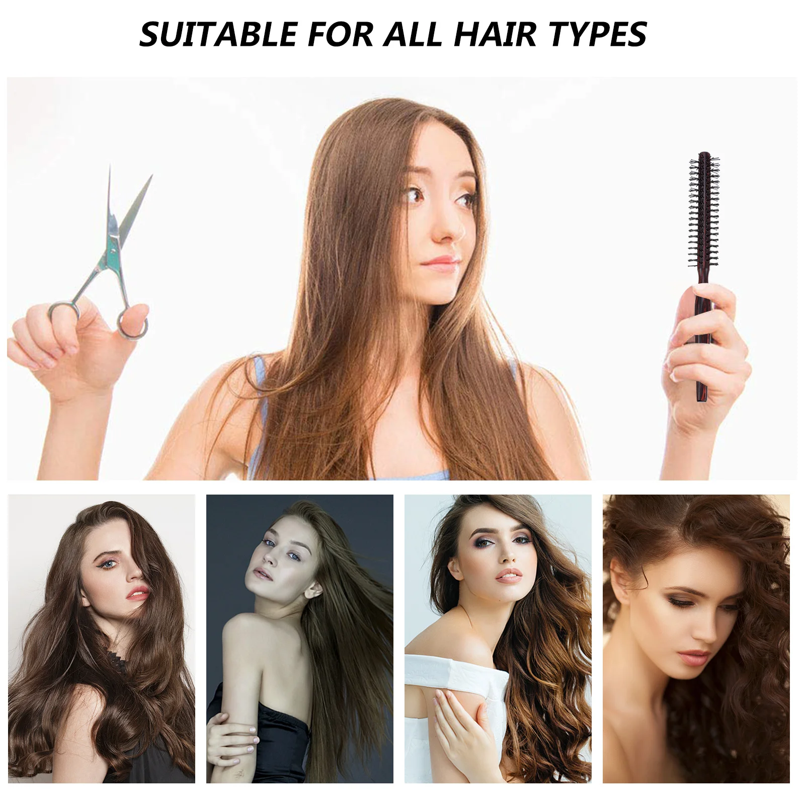 3 قطعة مشط شعر مستدير من الخشب مع شعيرات نايلون أسنان مستديرة لفك تشابك الشعر اللطيف والعناية بالشعر أداة تصفيف الشعر الاحترافية #4