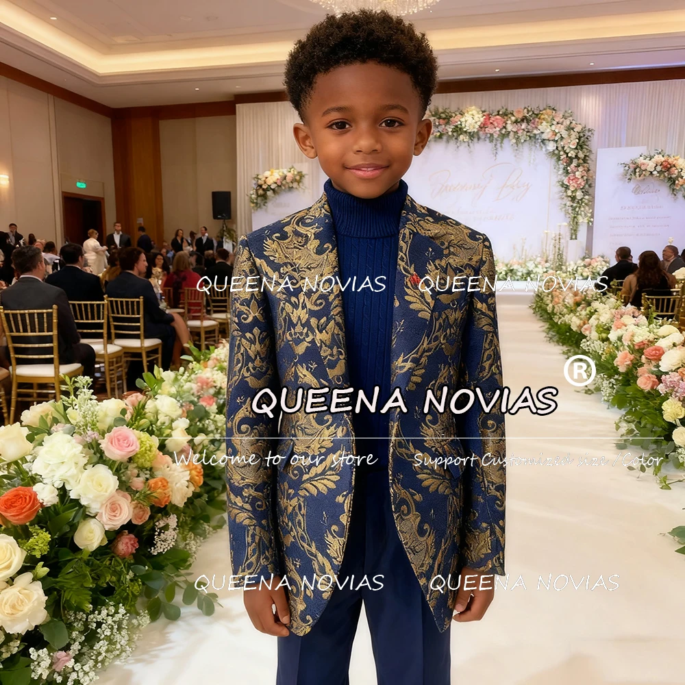 

Classic Boys' Attire For Wedding Jacquard Prom Blazers 2 Pieces Children Tuxedos Customized костюм для мальчика