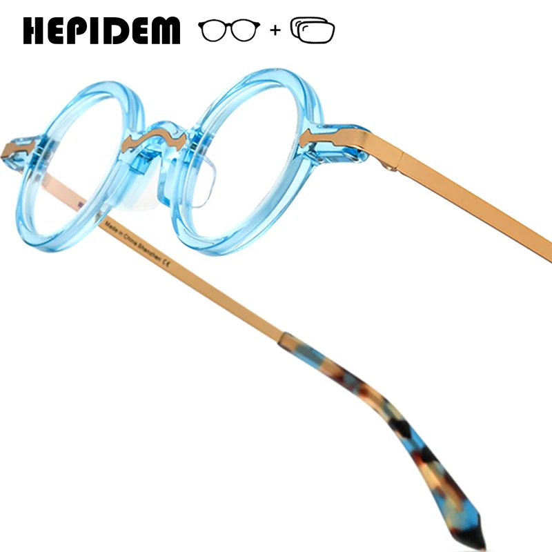 

HEPIDEM Progressive Prescription Glasses Custom Anti Blue Myopia Optical Lenses Eyewear Men Women Acetate Small Round Eyeglasses