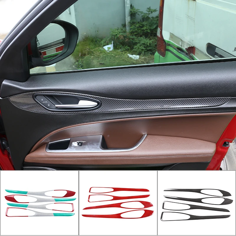 

For Alfa Romeo Stelvio 2017 2018 2019 2020 Real Carbon Fiber Car Styling Interior Door Handle Panel Cover Trim Accessories