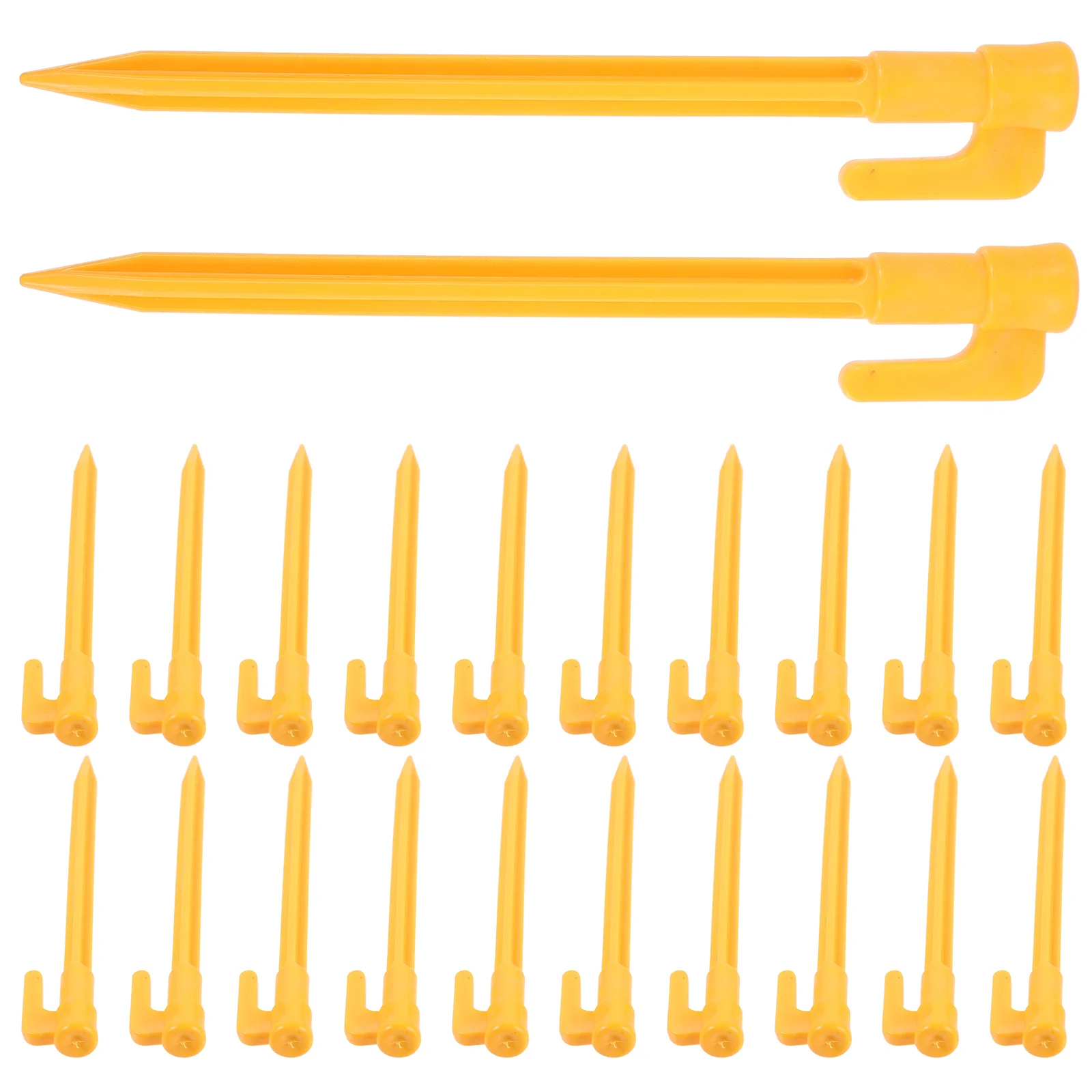 24 Pcs Tents Plastic Stakes Camping Tarpaulin Beach Outdoor Pegs Nail Yellow Ground