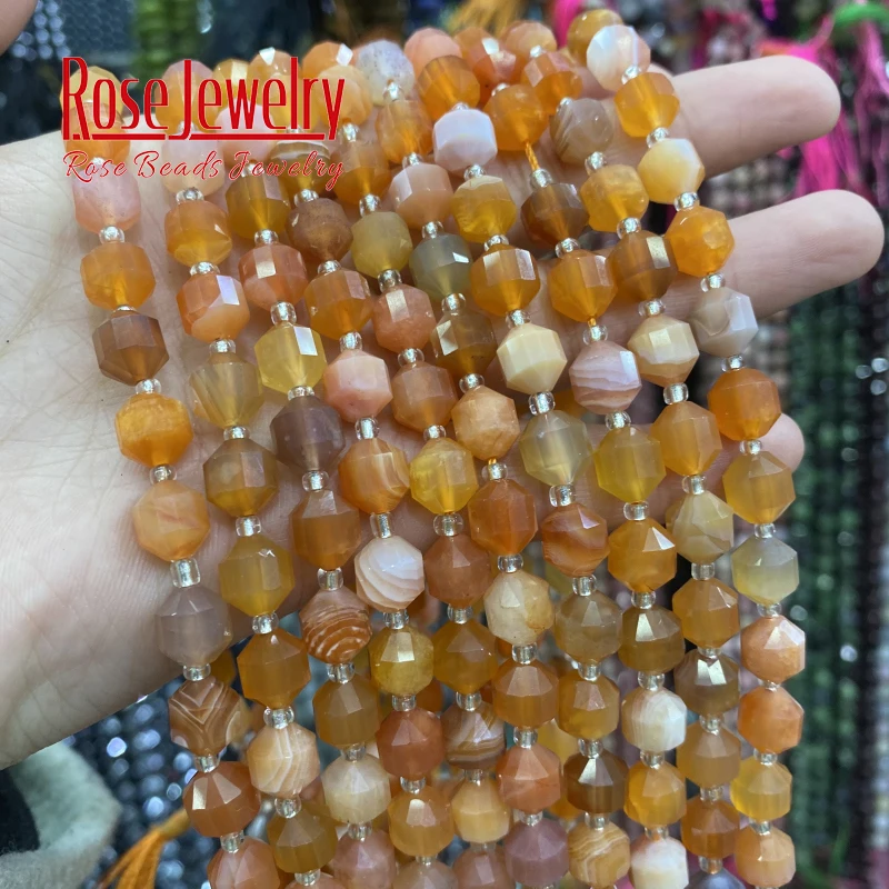 

Natural Botswana Agates Beads Natural Olive Faceted Stone Loose Spacer Beads for Jewelry Making Diy Bracelets Necklaces 15" 8mm