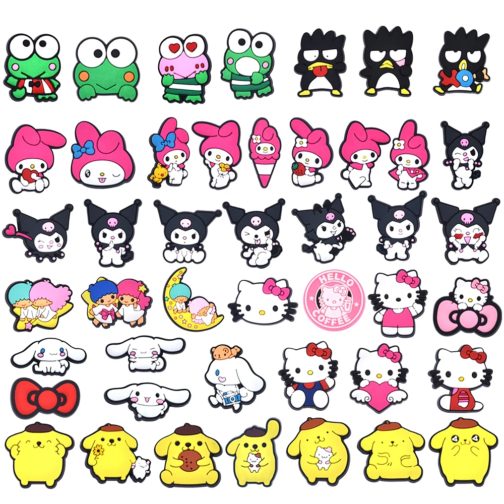 3-45PCS MESUCA Sanrio Hello Kitty Kuromi Shoe Charm PVC beach bag clog Wristband Decor Buckle Detachable Waterproof Party Gift