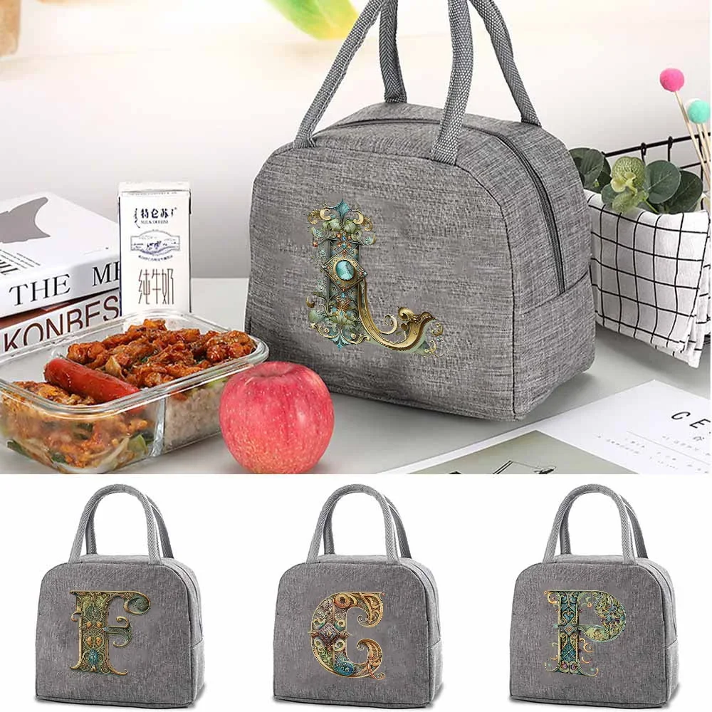 

Women Picnic Storage Bags Lunch Bag Insulated Portable Thermal Lunch Bag for Work Refrigerated Bag Graphic Letter Pattern