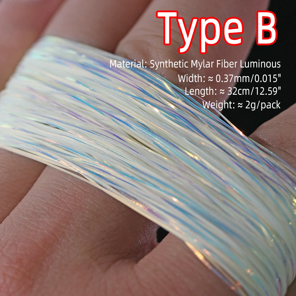 1pack/2packs Luminous Flashabou Tinsel Glow Synthetic Fiber Fly Tying Material for Assist Hook Jigs Lure Minnow Streamer Fly - view 3