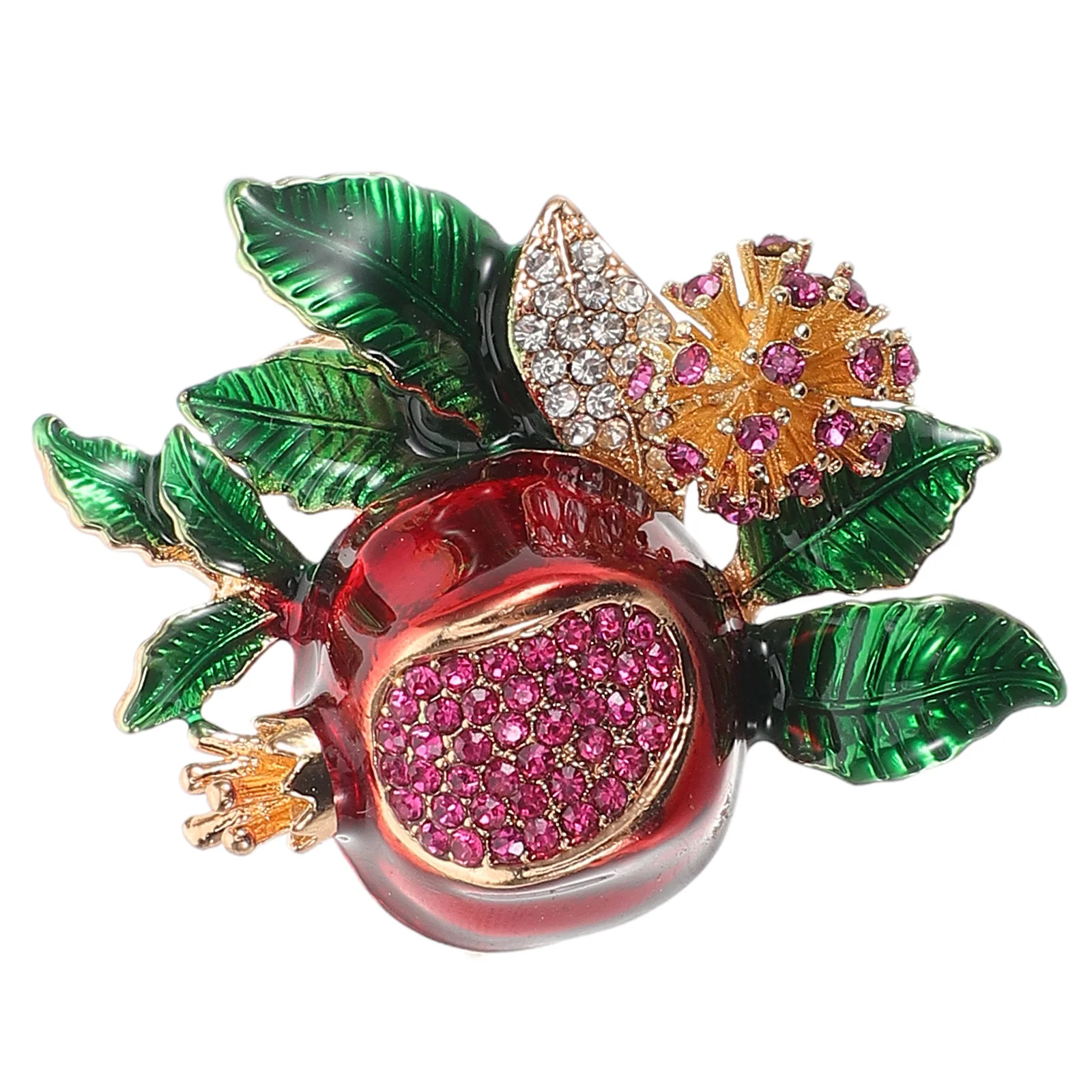

Enamel Pomegranate Brooch Pin for Women Fashion Rhinestone Flower Lapel Pin Dress Shirt Sweater Decor Jewelry Accessory Gift