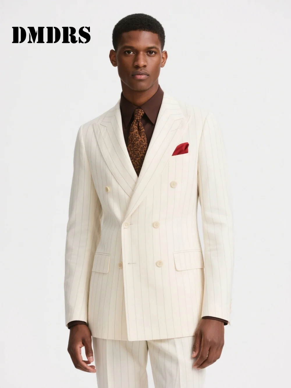 

Elegant Striped Suit For Men Wedding - Elegant Double Breasted Formal Groom Suit Set With Classic Jacket, Vest And Pants Wedding